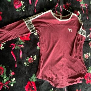 MAROON MID-SLEEVE TEE BY PINK